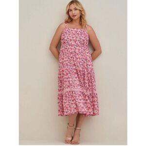 Torrid Maxi Chiffon And Lurex Tiered Floral Dress